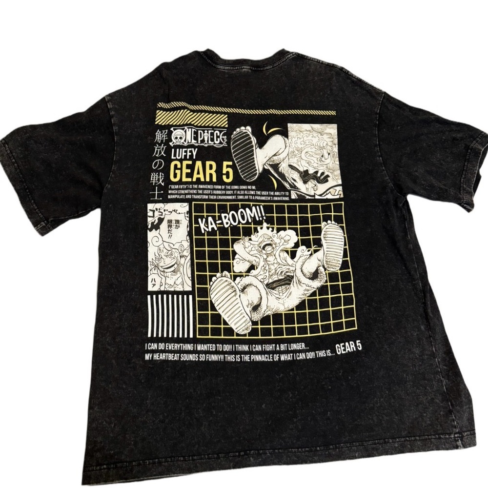 Tengu Athletics One Piece Luffy Gear 5 Acid Wash Graphic Tee Mens XL Anime Shirt